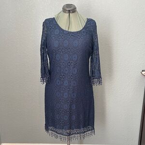 Elegant Navy Lace Dress